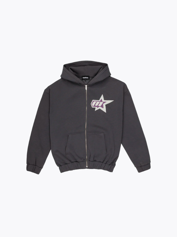 STAR ZIP-HOODIE ASH GREY
